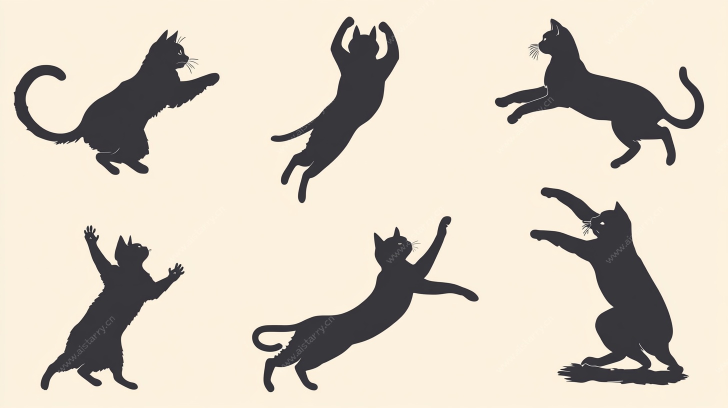 跳跃猫咪剪影集合