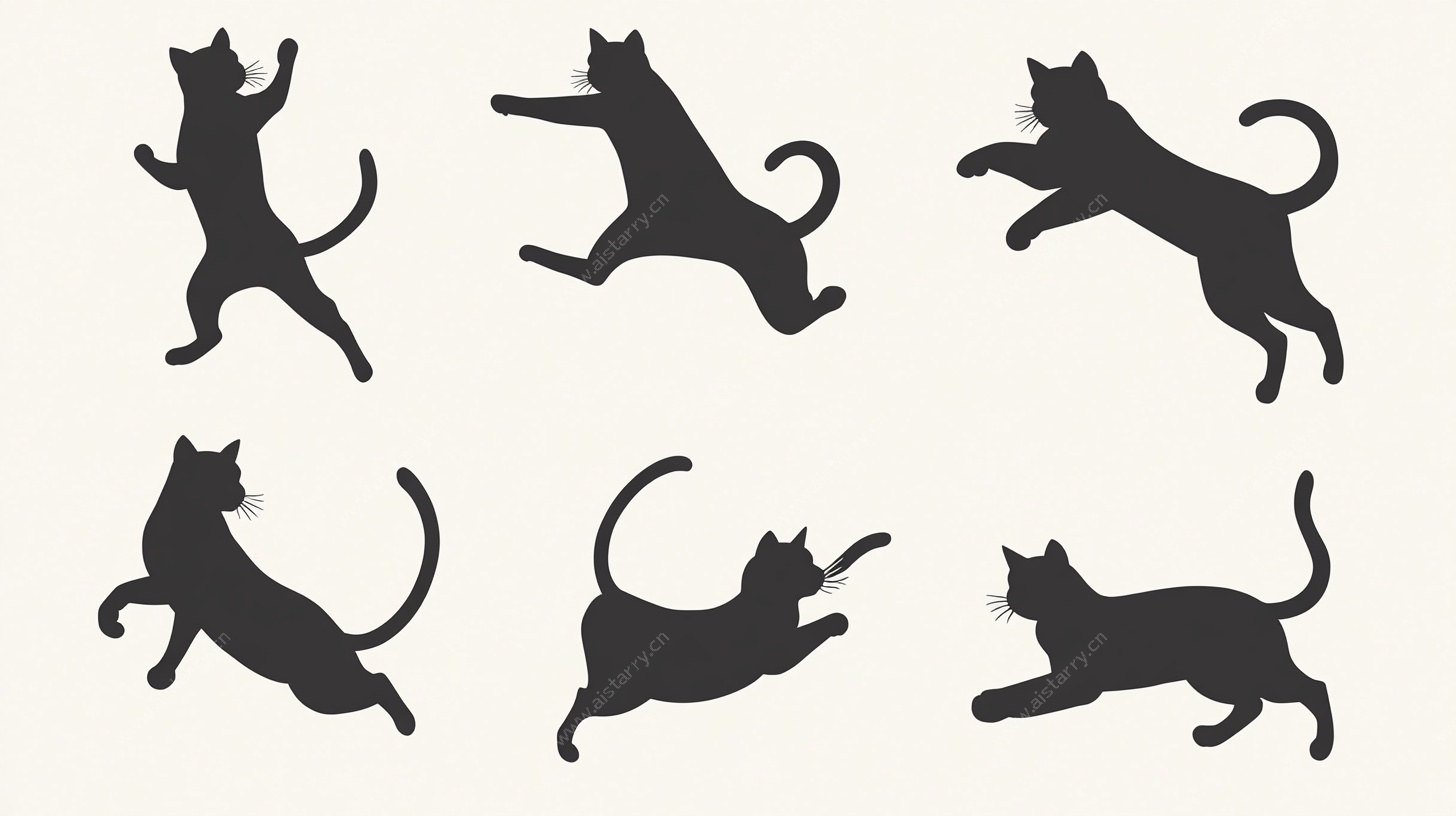 跳跃猫咪剪影集合