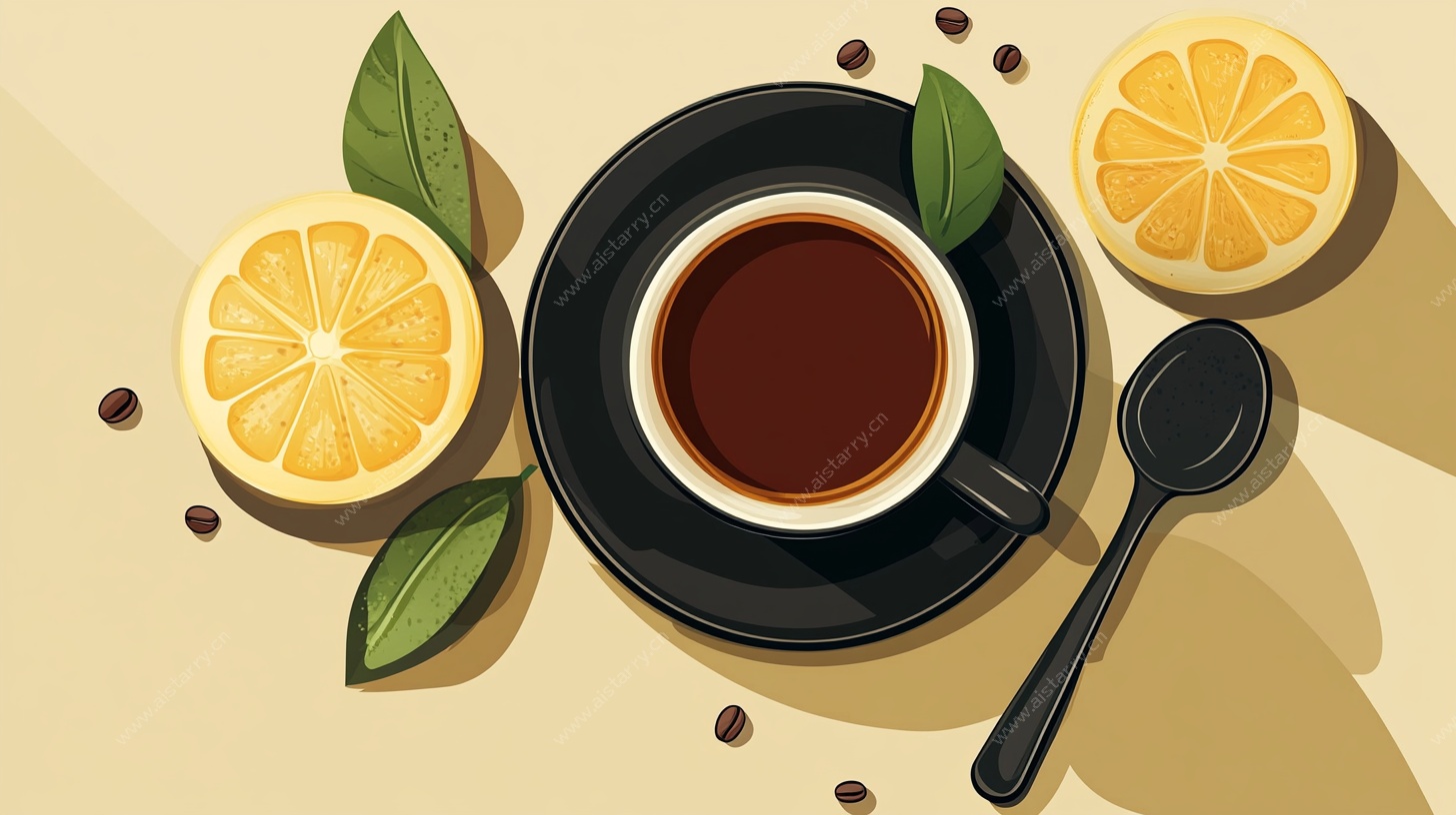 柠檬咖啡插画