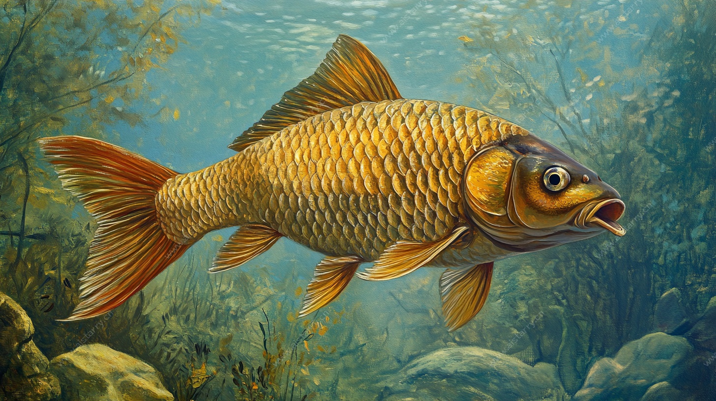 畅游的金色鲤鱼