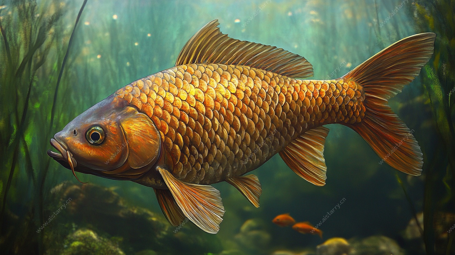 金色鲤鱼水中悠游图