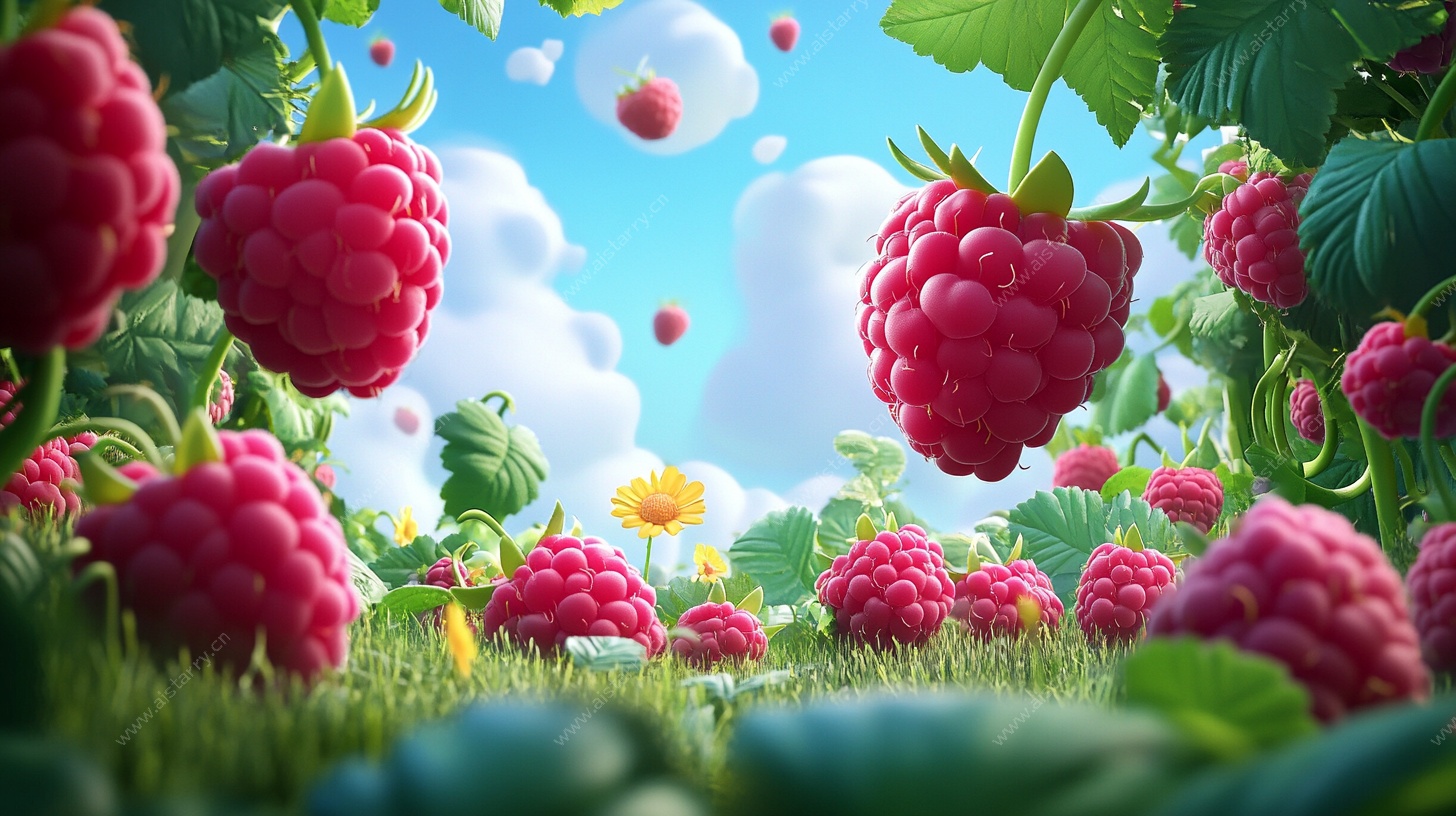 梦幻树莓田园插画