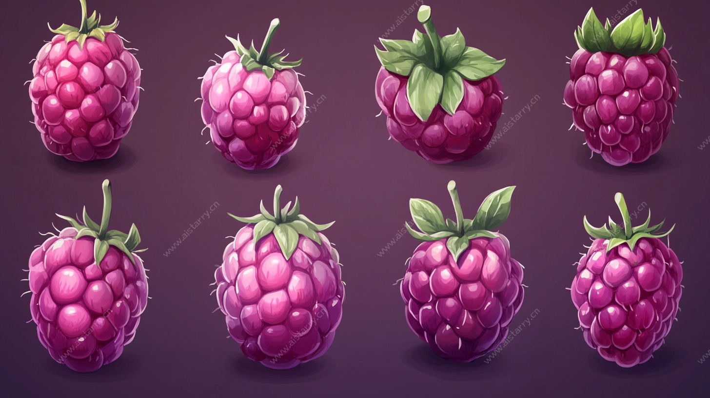 逼真树莓插画集合