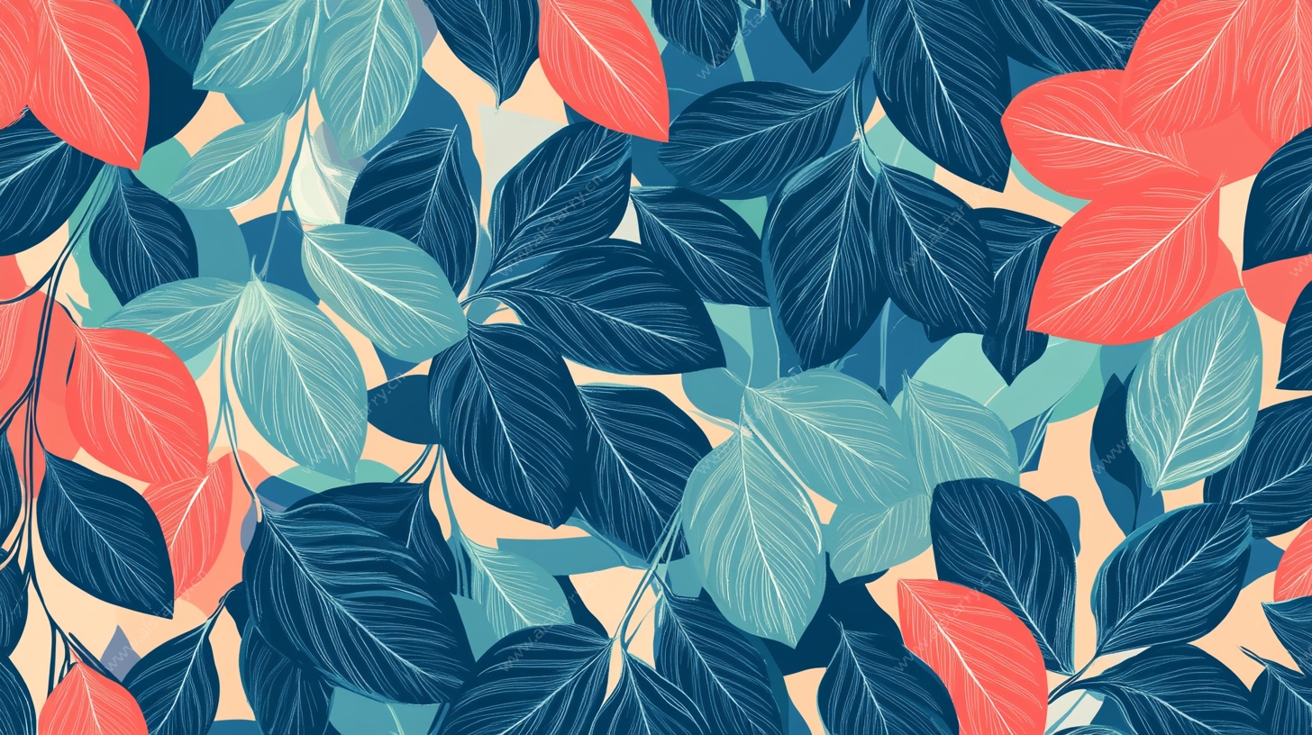 多彩叶片无缝图案