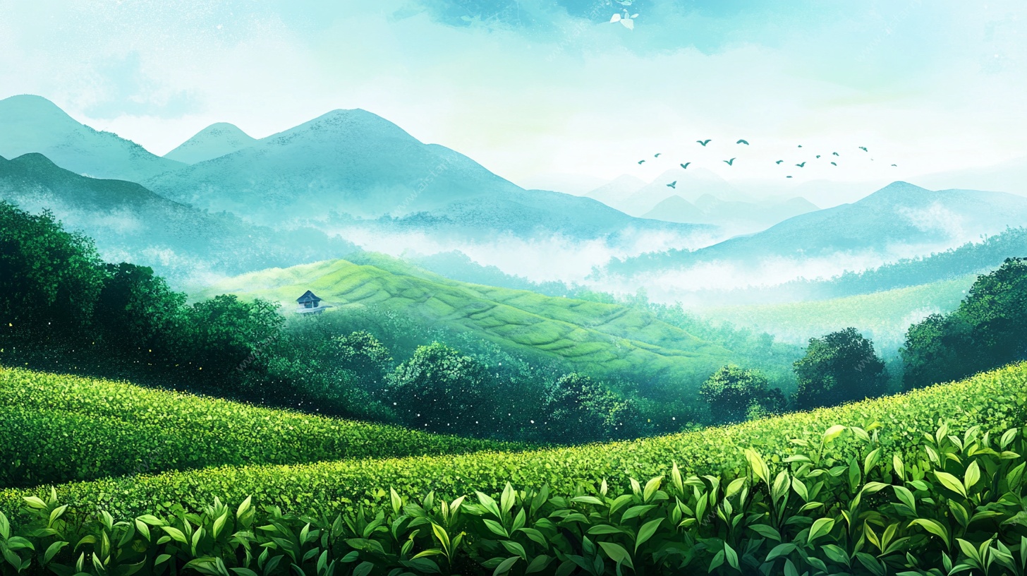 春日茶山风光图