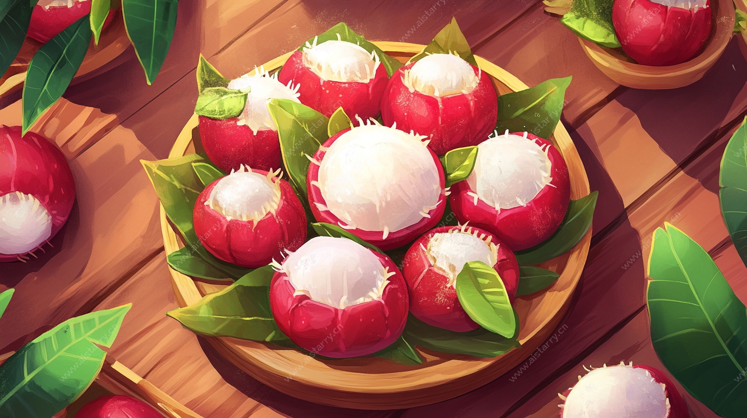 插画风山竹摆盘图