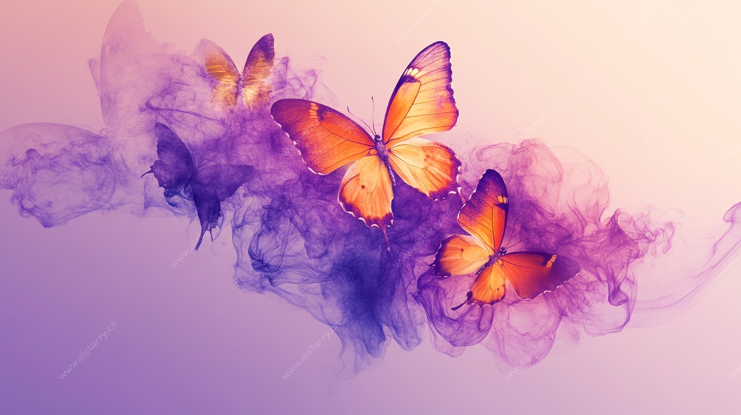 梦幻蝴蝶与烟雾艺术图景