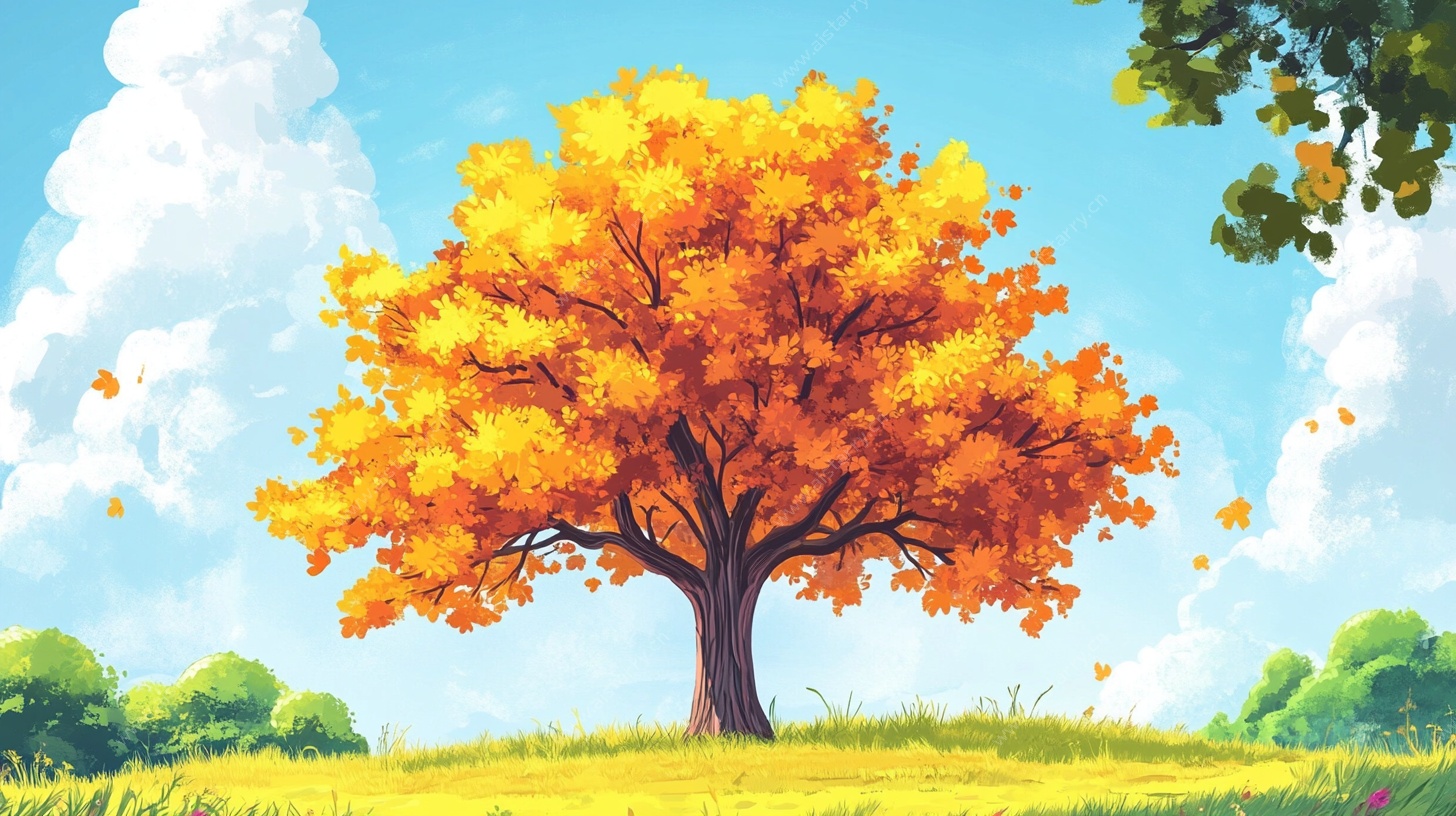 秋日独树风景图