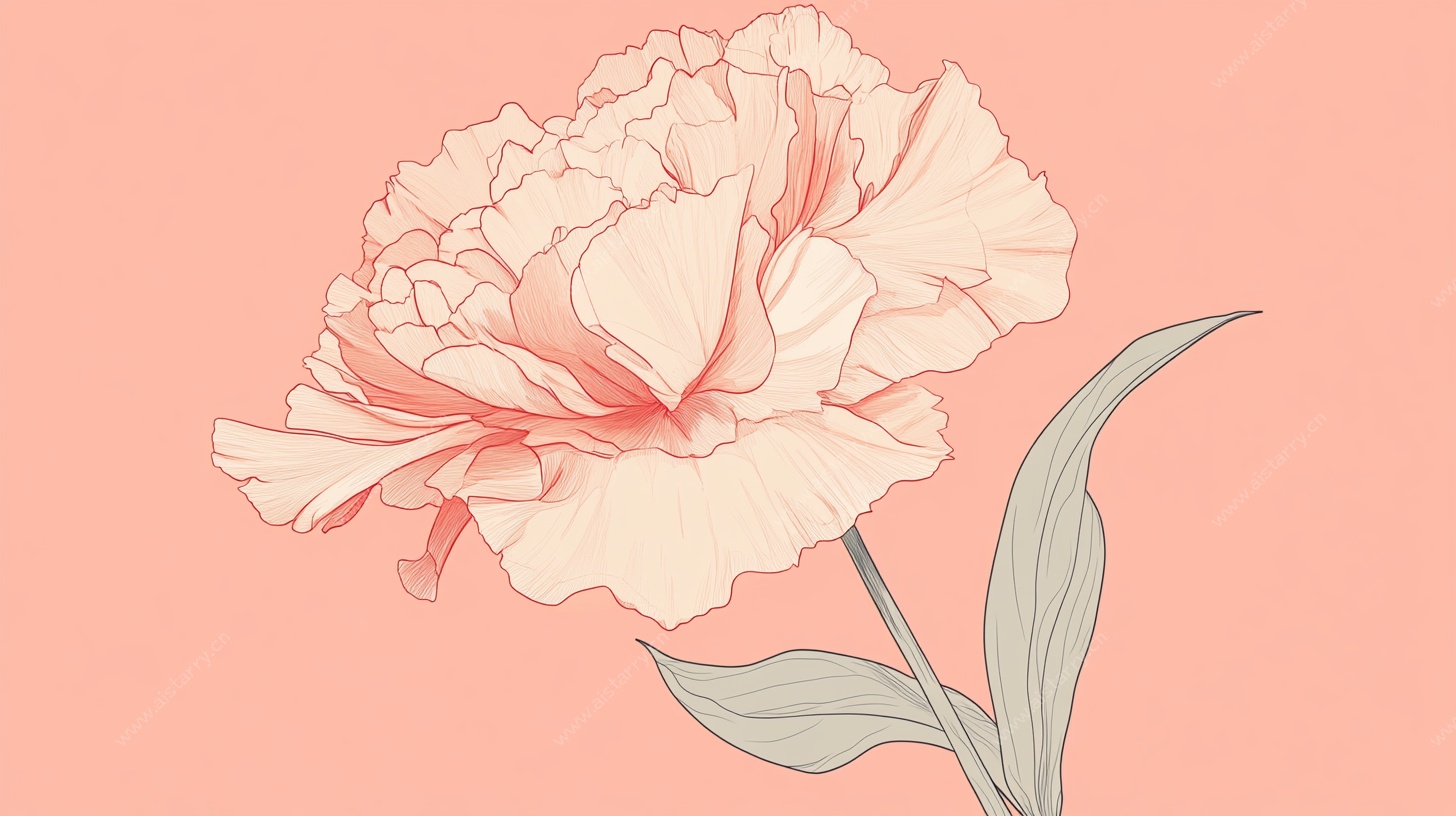 粉色柔美手绘牡丹花