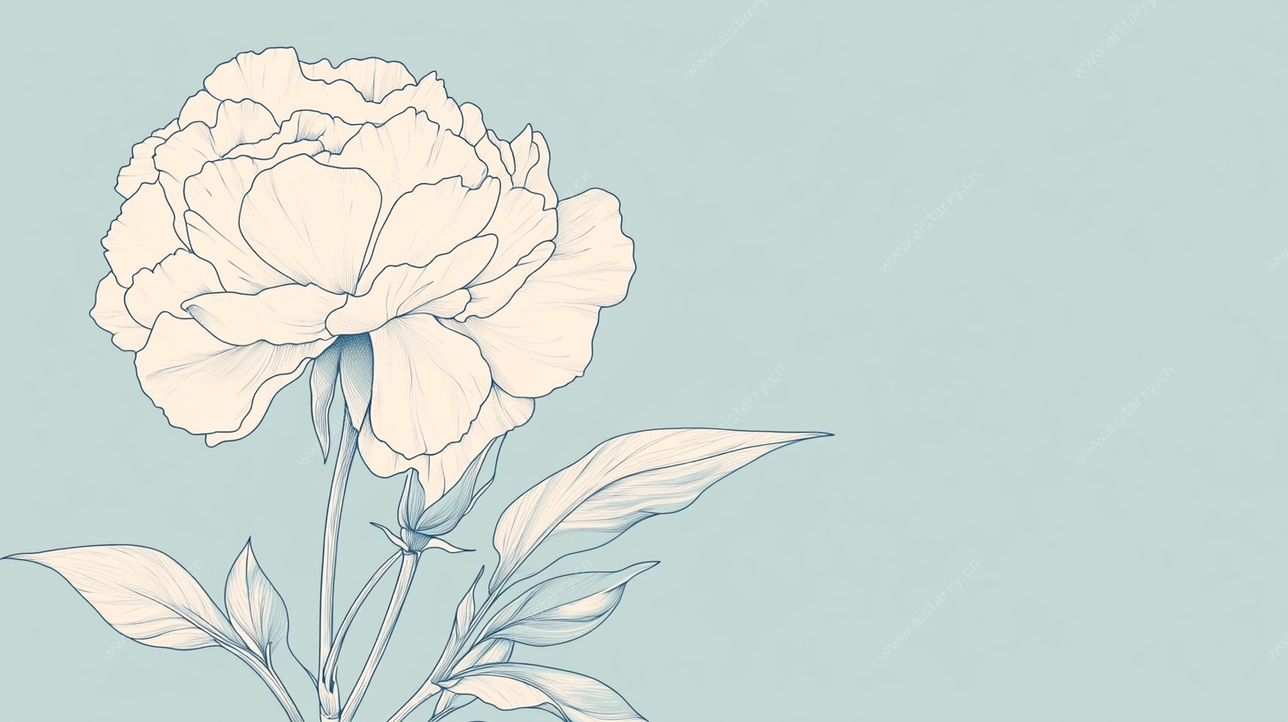 手绘淡雅芍药花插画