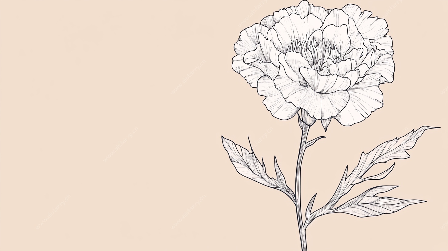 手绘线条康乃馨插画