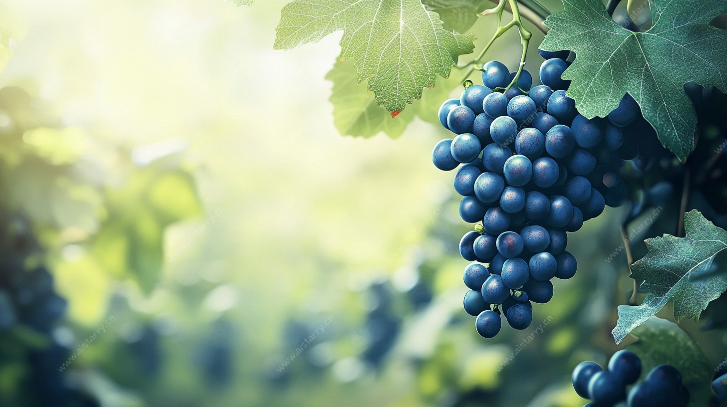 饱满葡萄挂藤间