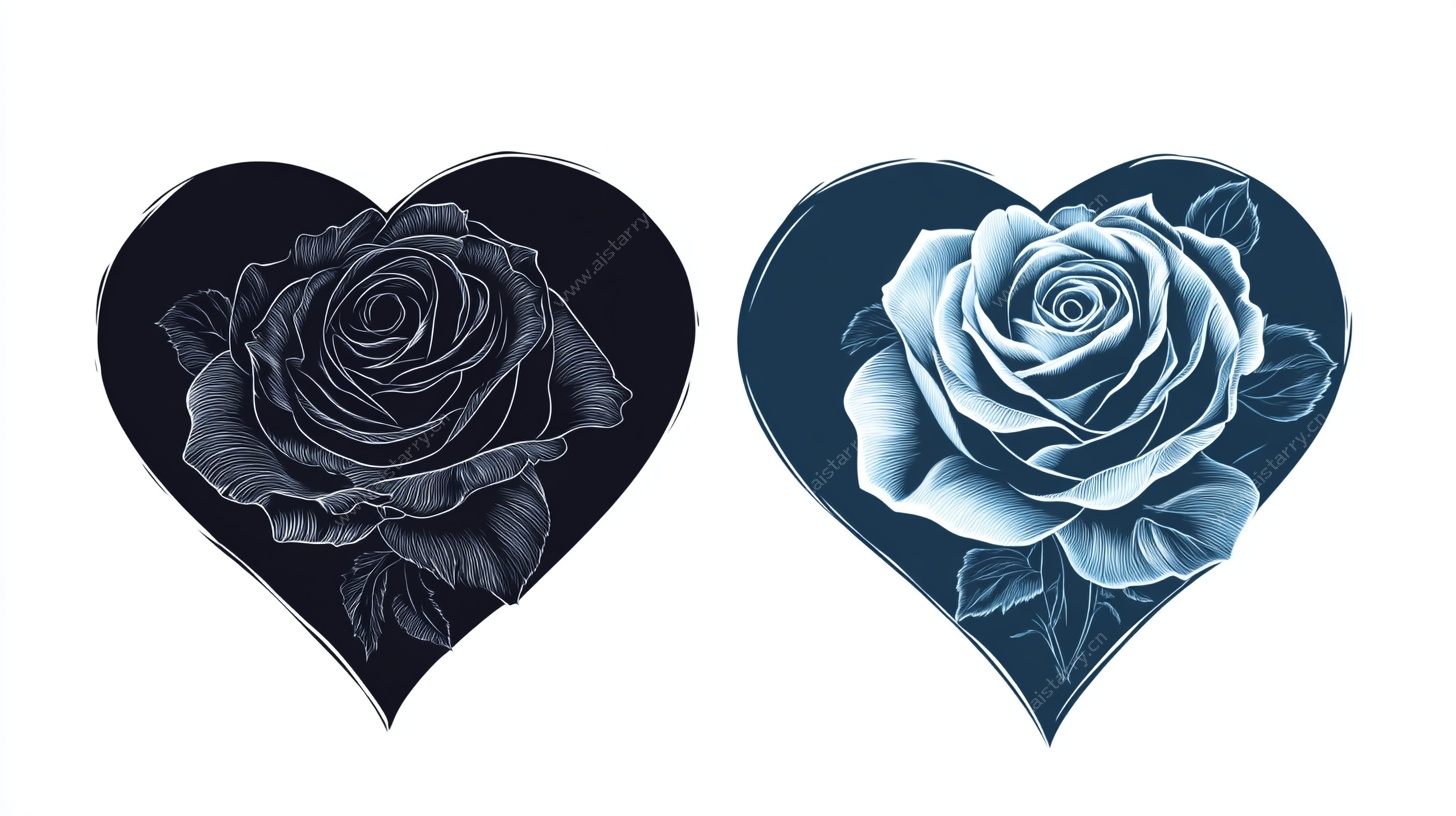 心形玫瑰图案设计