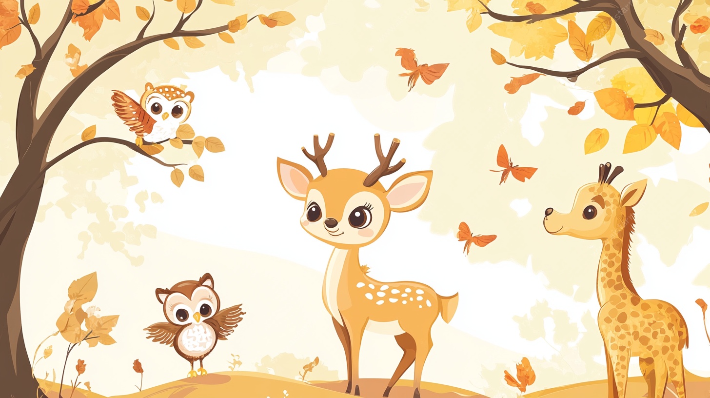 秋日森林中的动物伙伴