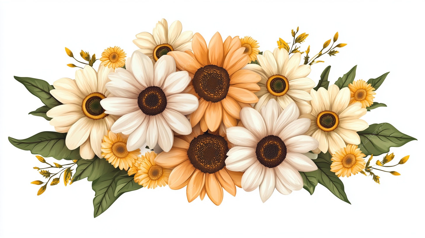 向日葵花卉组合插画