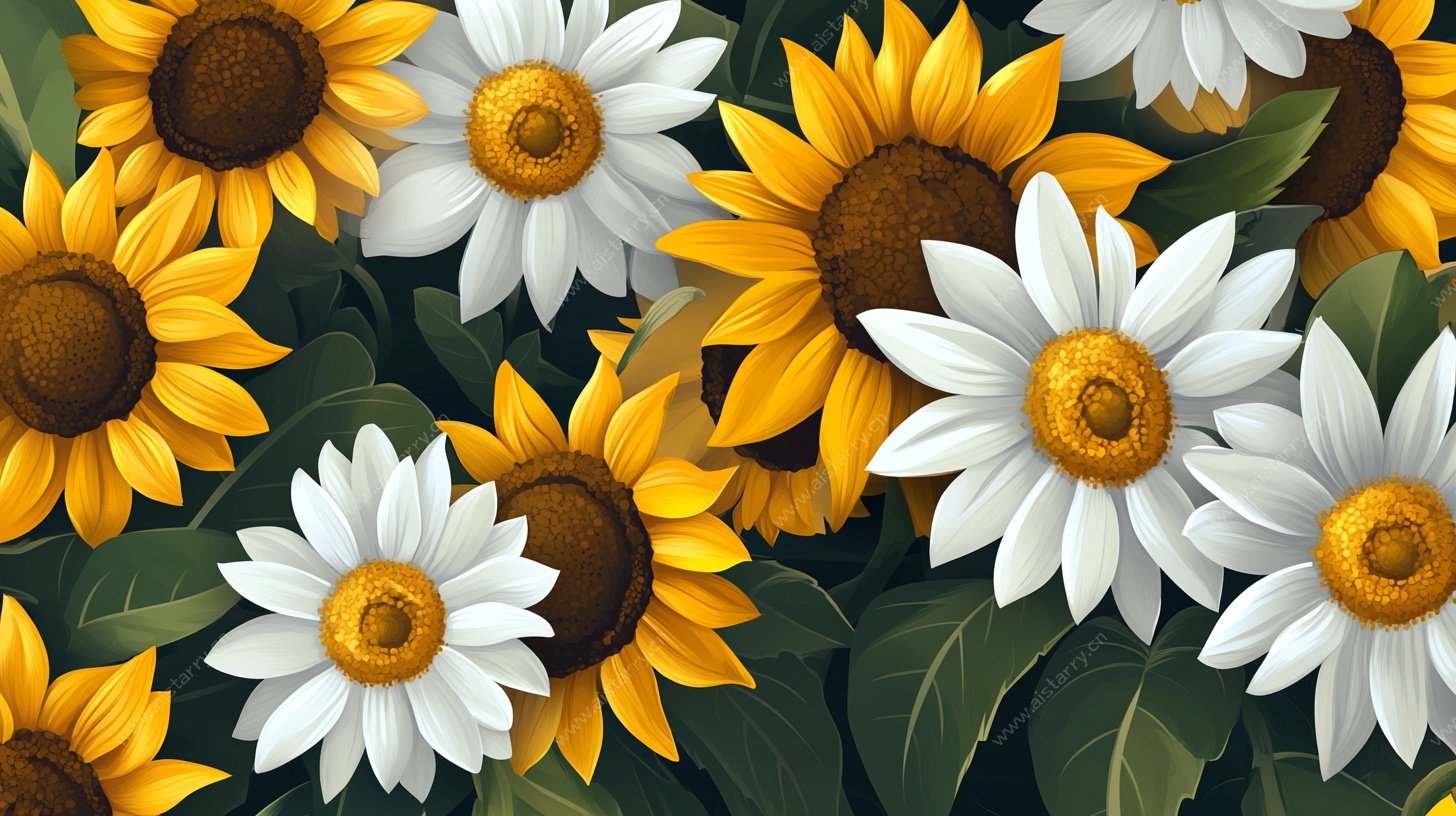 向日葵花卉图案插画