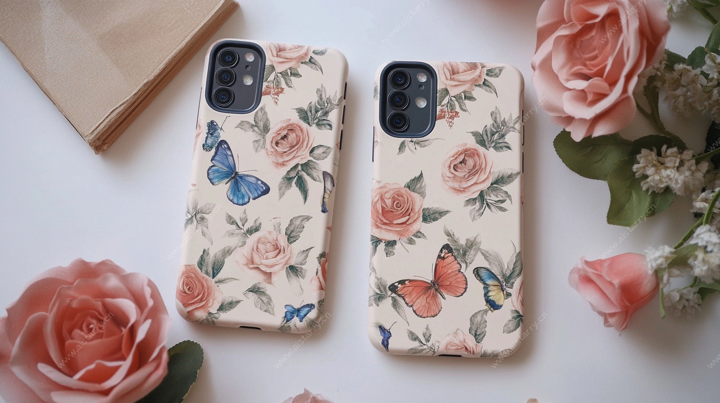 花卉蝴蝶风手机壳展示