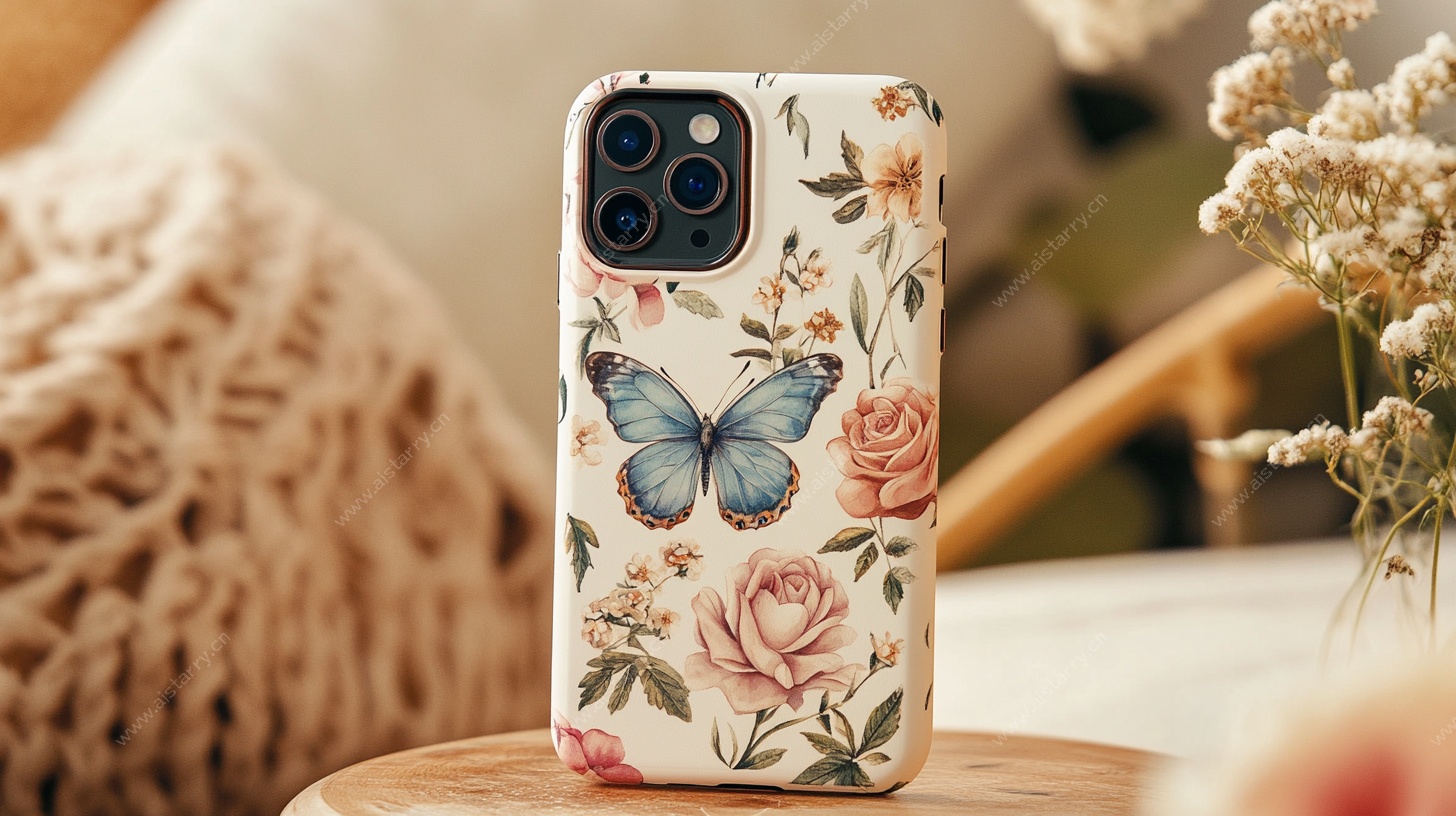 花卉蝴蝶风手机壳设计