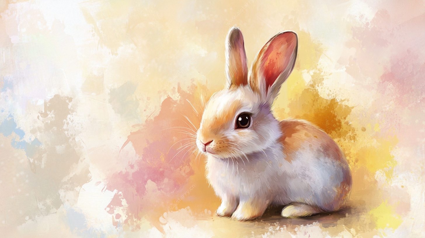 水彩风格可爱兔子插画
