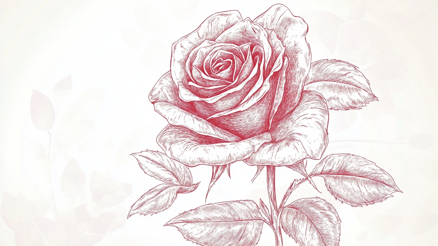 手绘粉色玫瑰插画