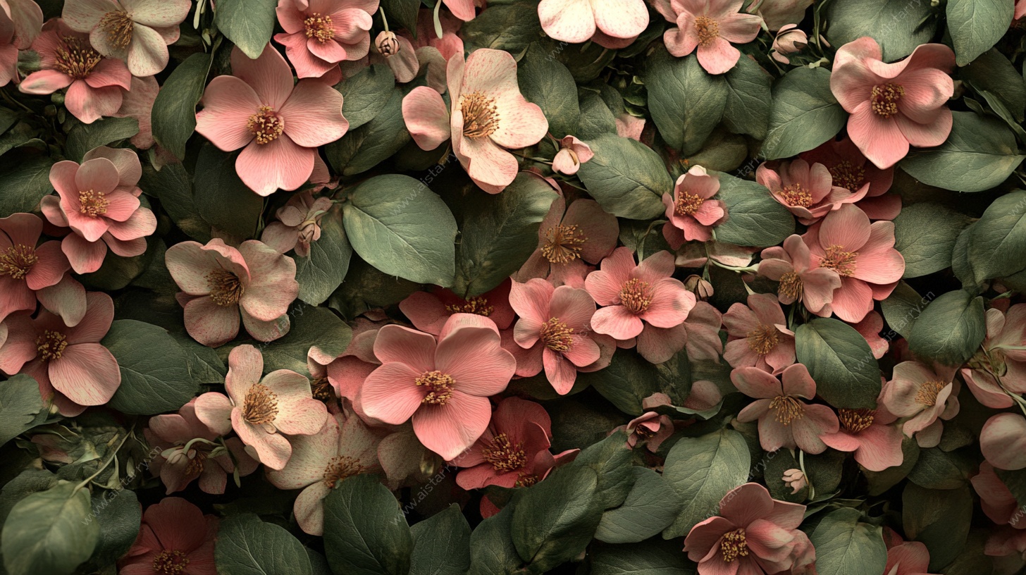 粉色花卉绿植背景图