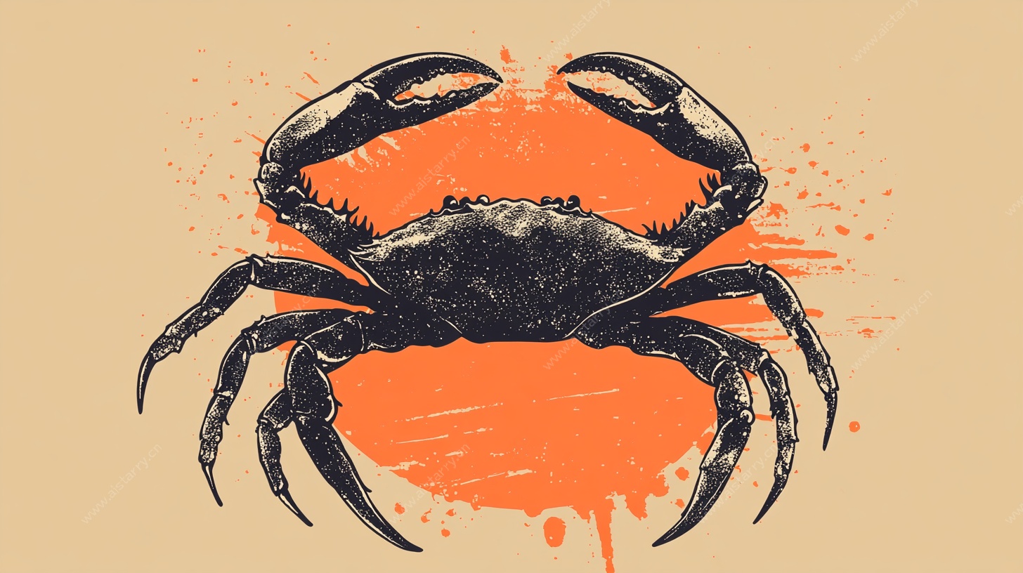 手绘螃蟹艺术插画