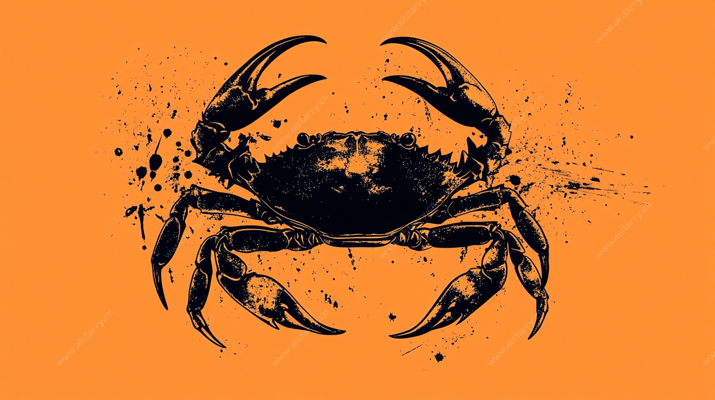 水墨风螃蟹图案设计