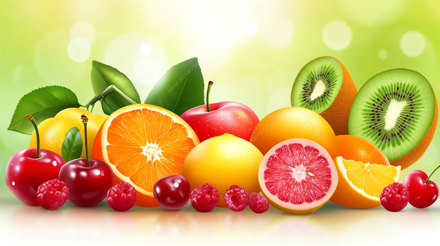 多彩新鲜水果静物集合