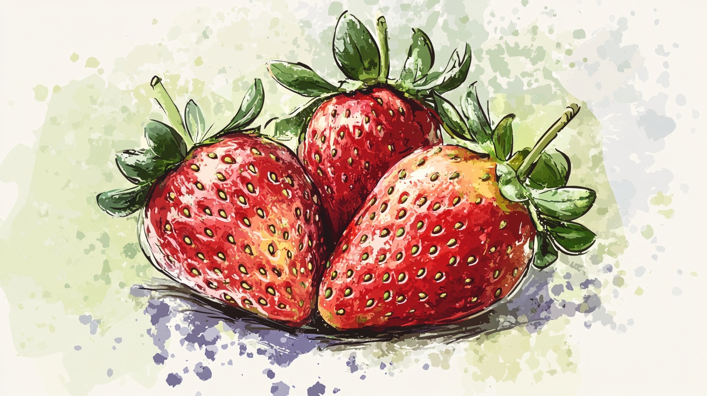 水彩风草莓静物图