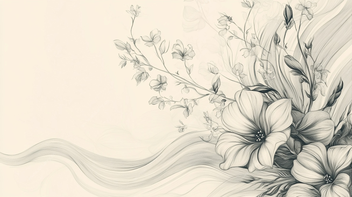 手绘花卉线条插画背景图