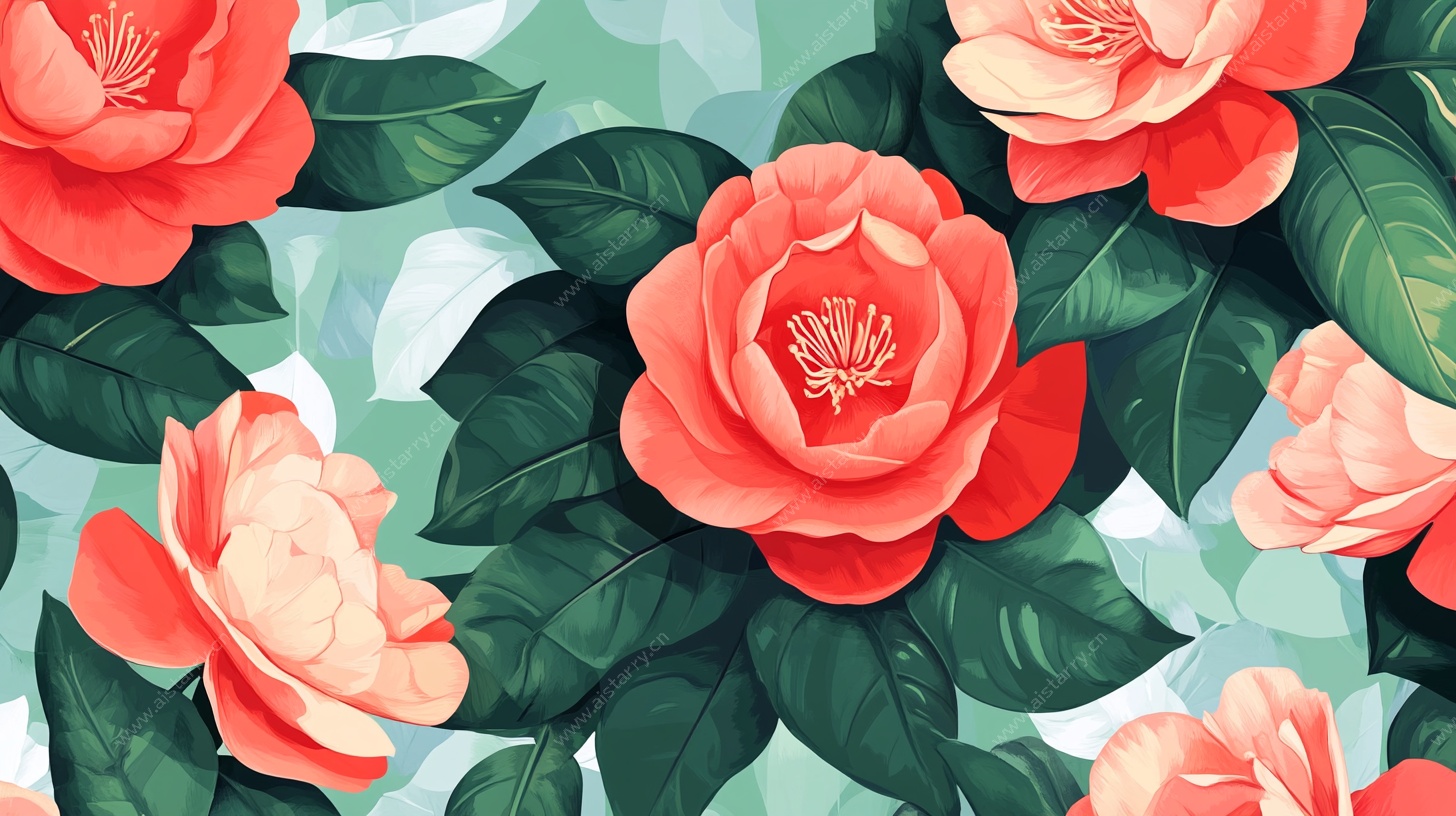 山茶花花卉图案背景图