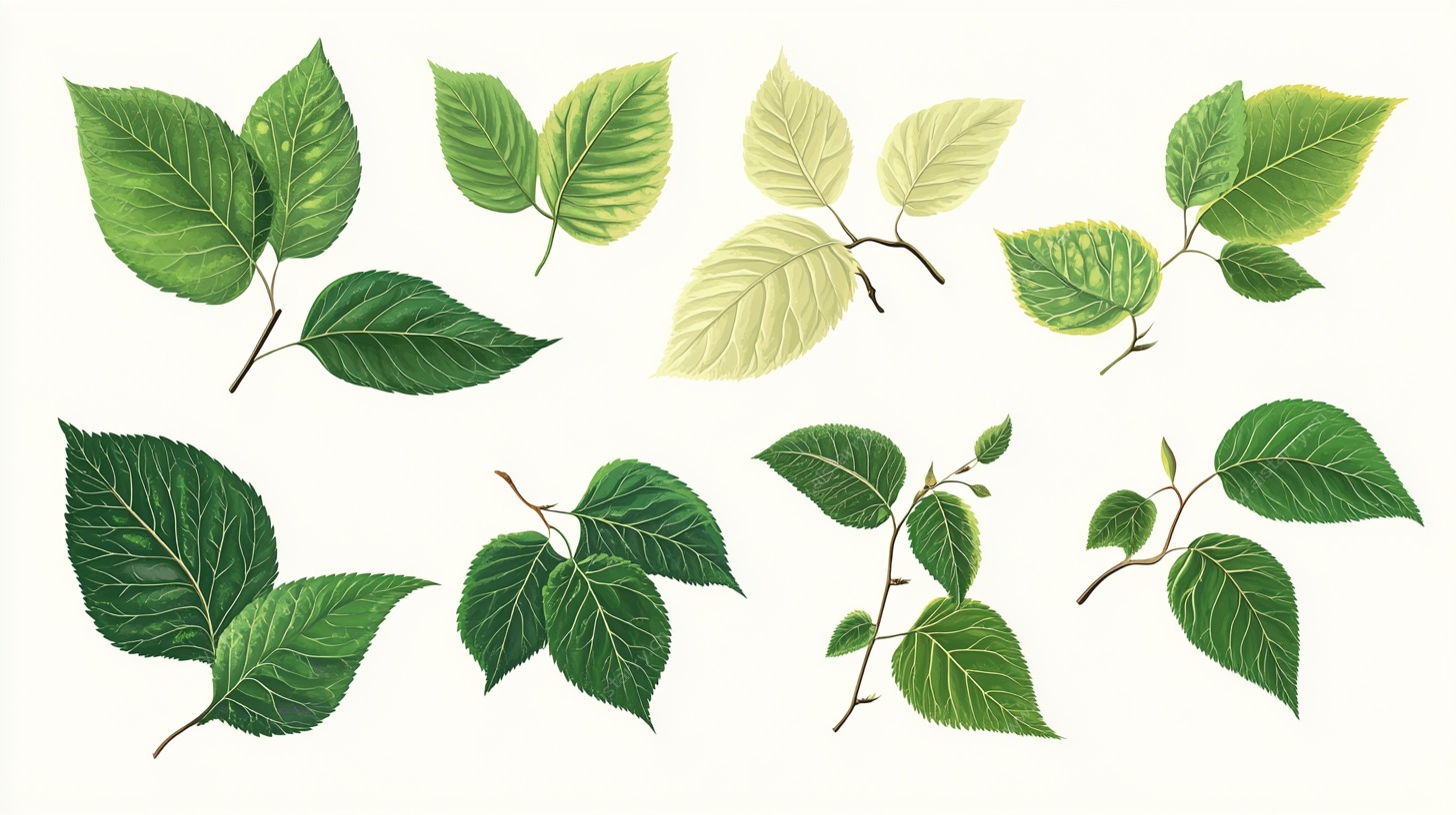 多样绿叶插画