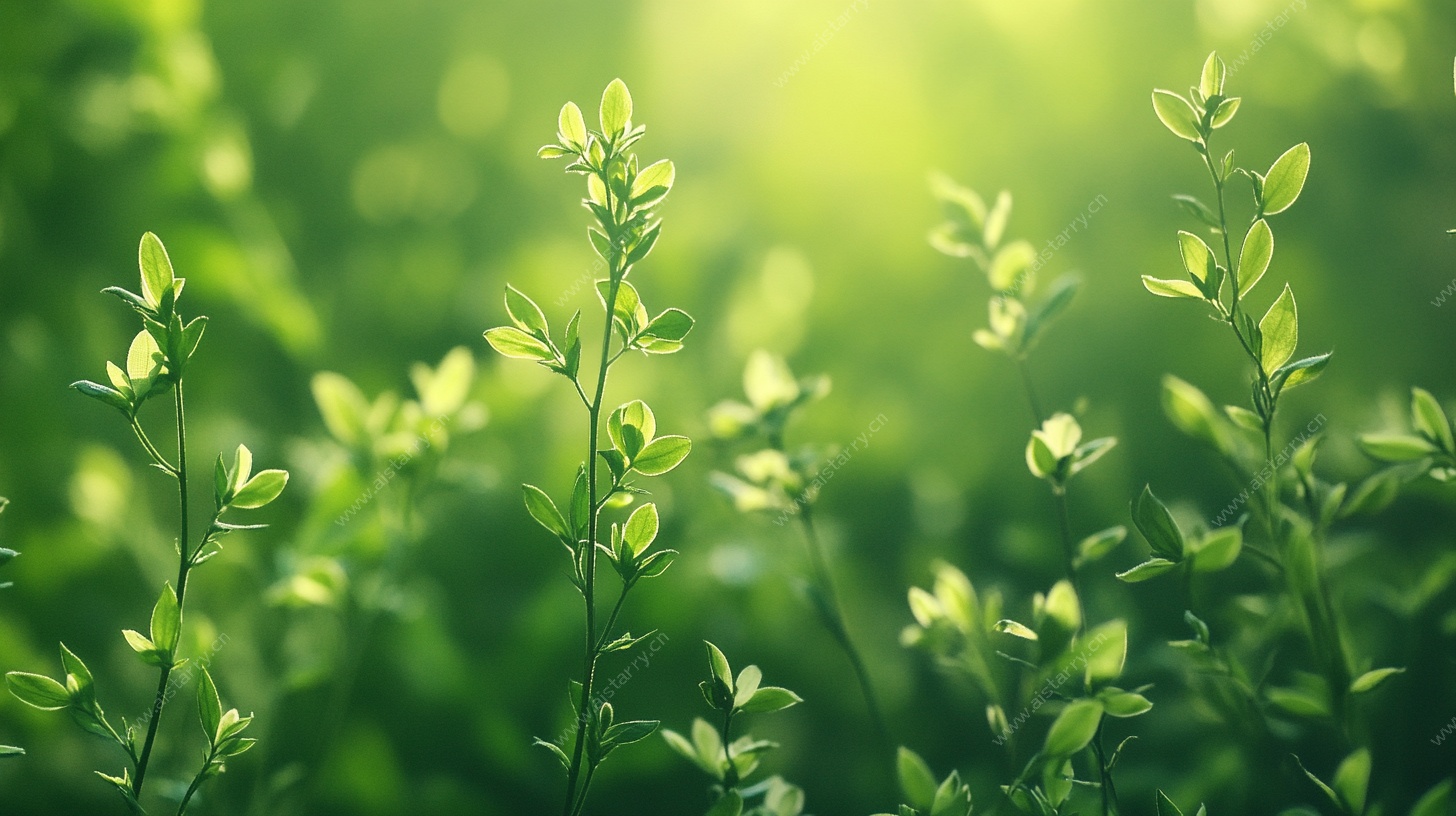 阳光下的嫩绿新叶