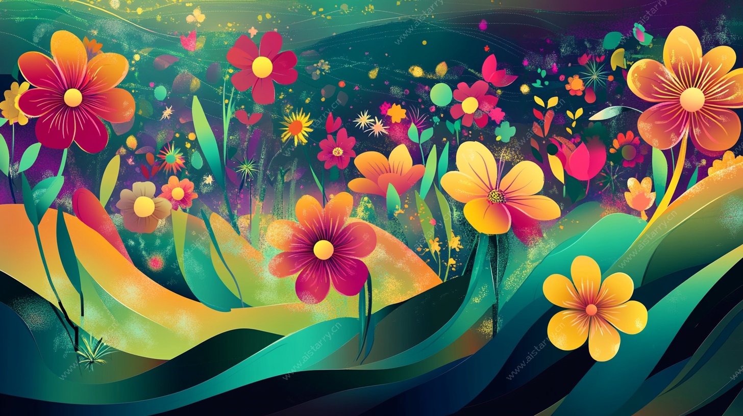 梦幻花卉绘景