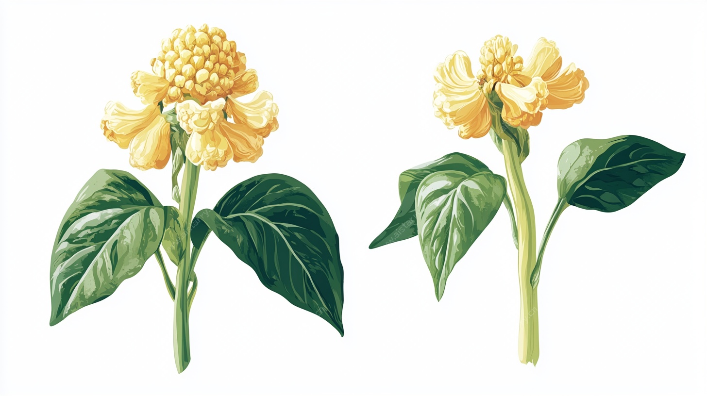 两株黄色花卉插画