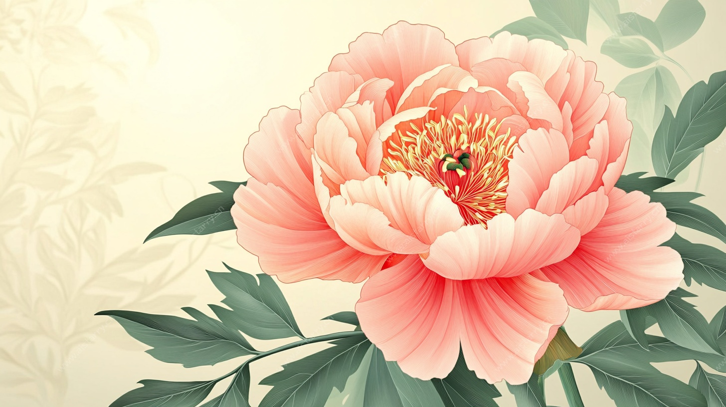 盛开的粉色牡丹花