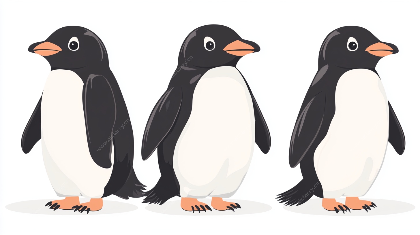 三只企鹅插画