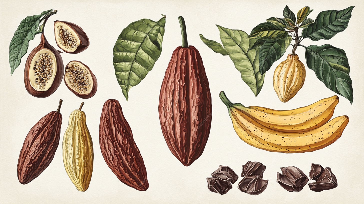 复古风可可香蕉插画