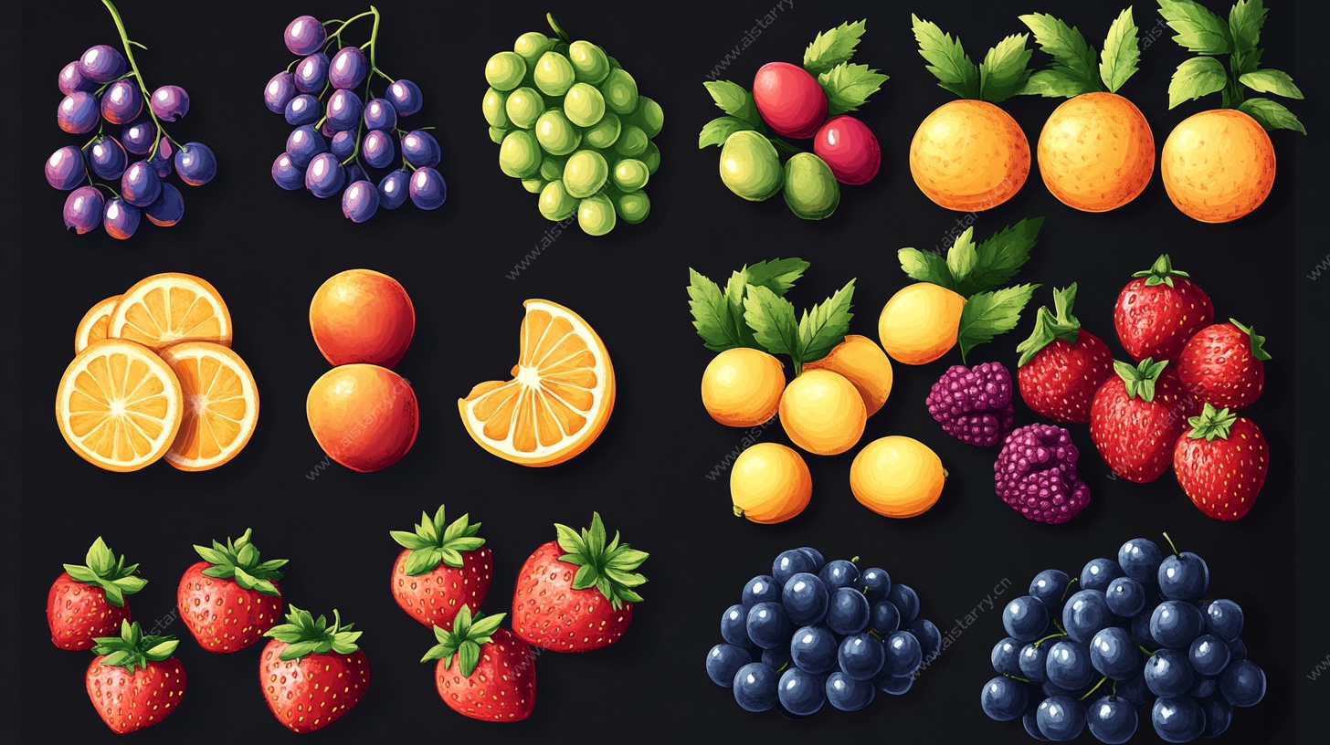 多彩鲜果集合插画