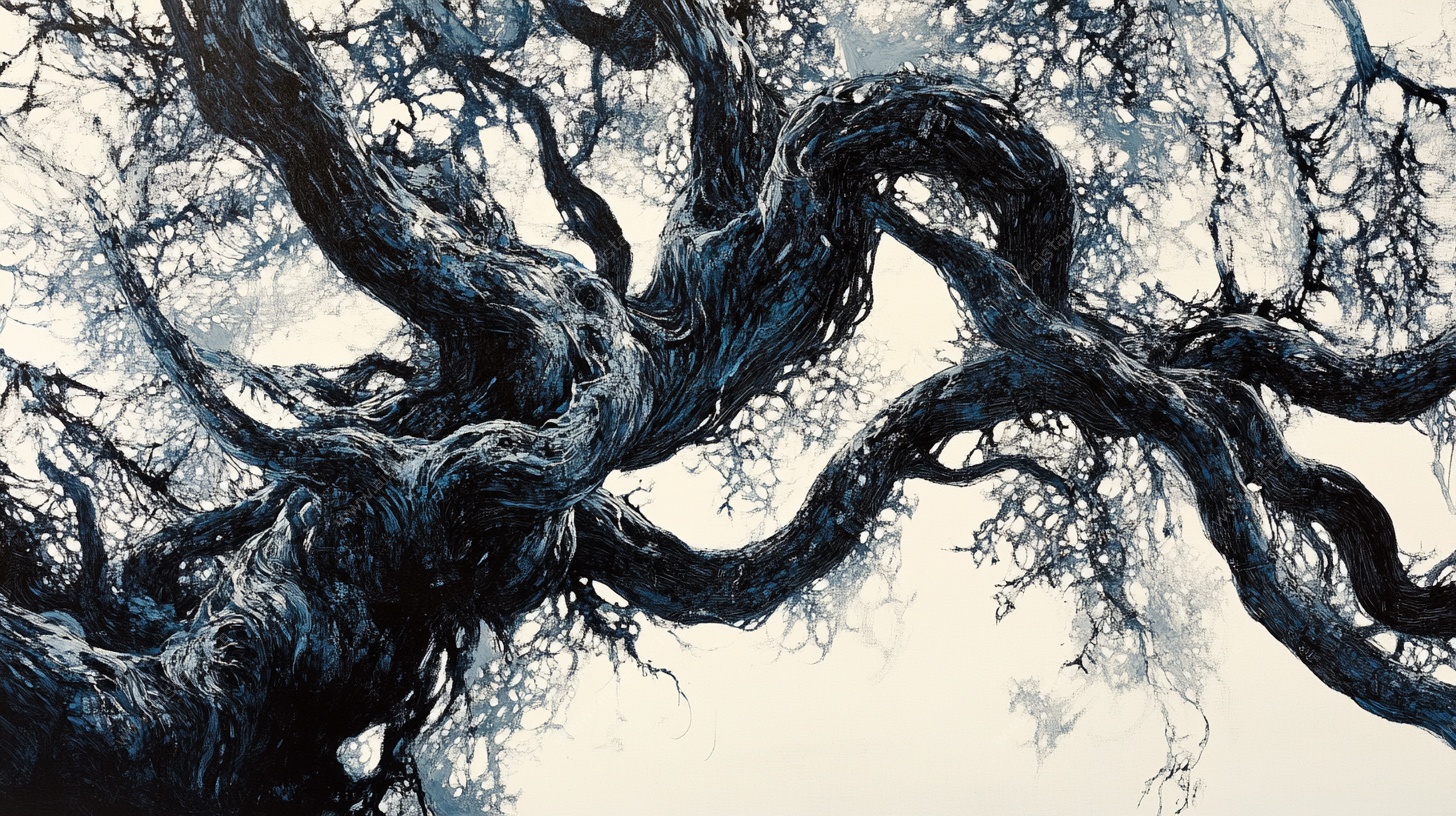 扭曲古树枝干特写