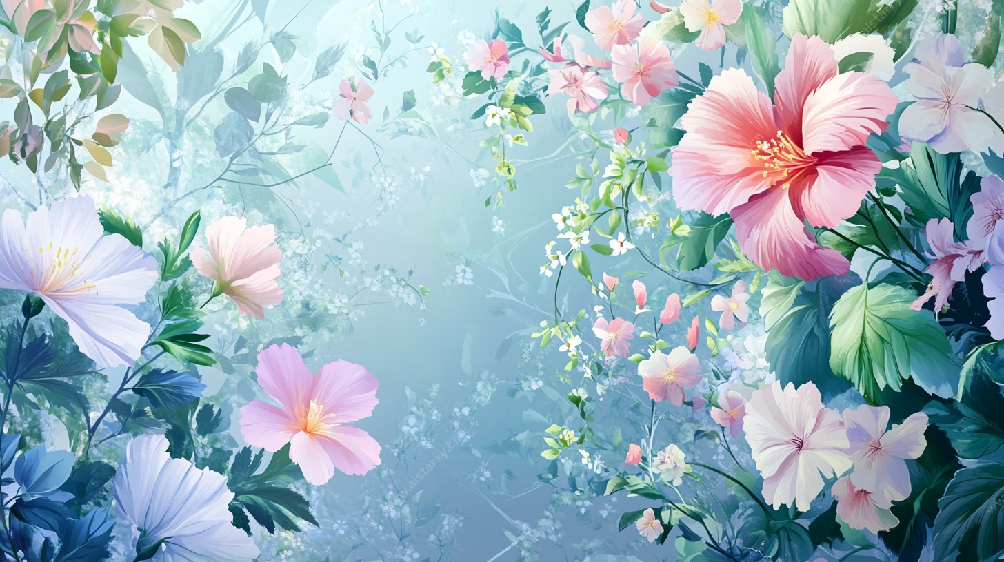 梦幻花卉浪漫背景图