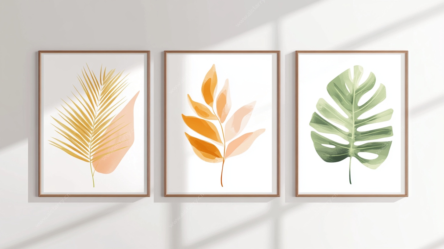 三联植物装饰画