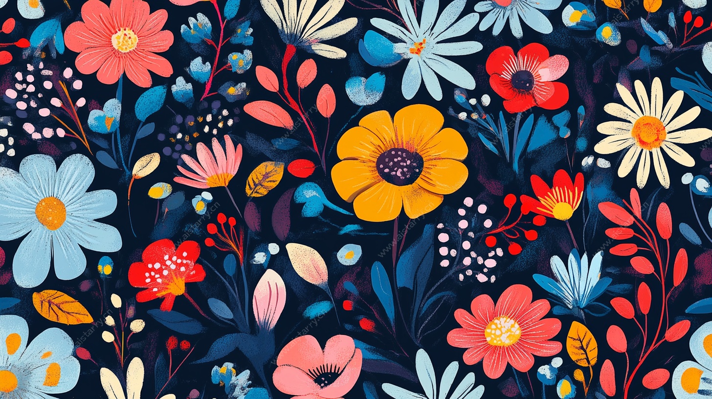 缤纷花卉图案背景图