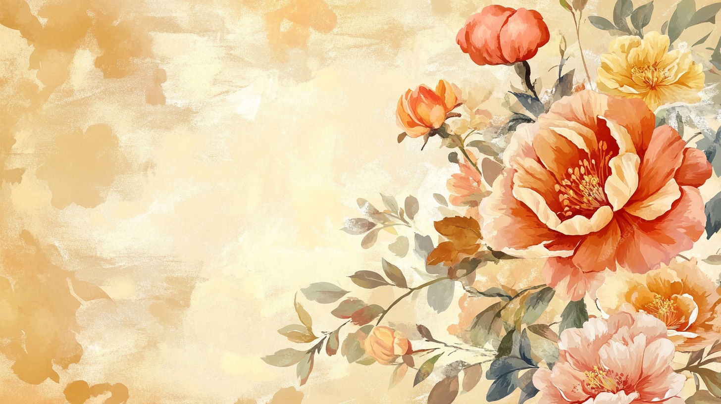 复古花卉水彩背景图