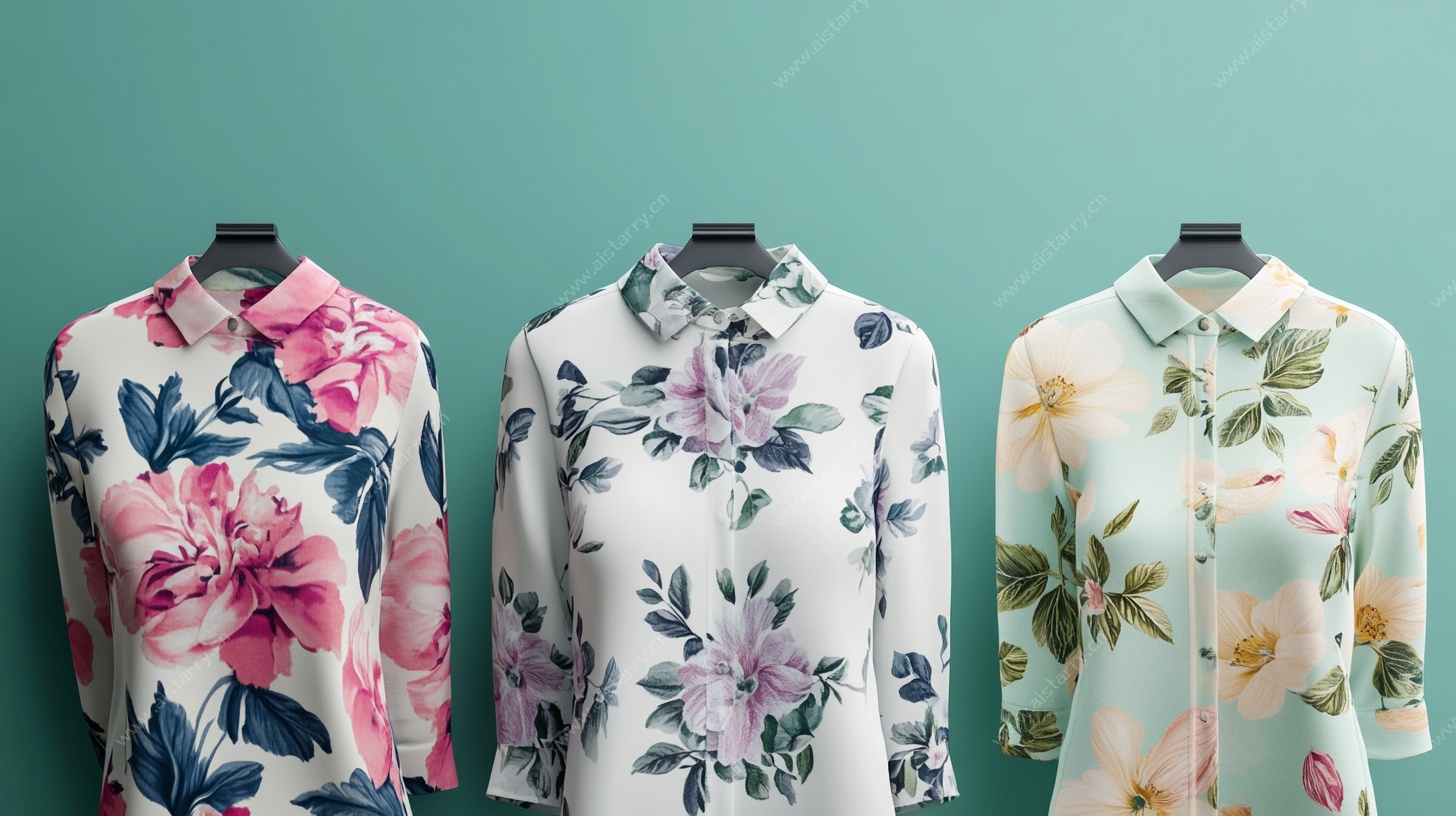 三件花卉图案女士衬衫