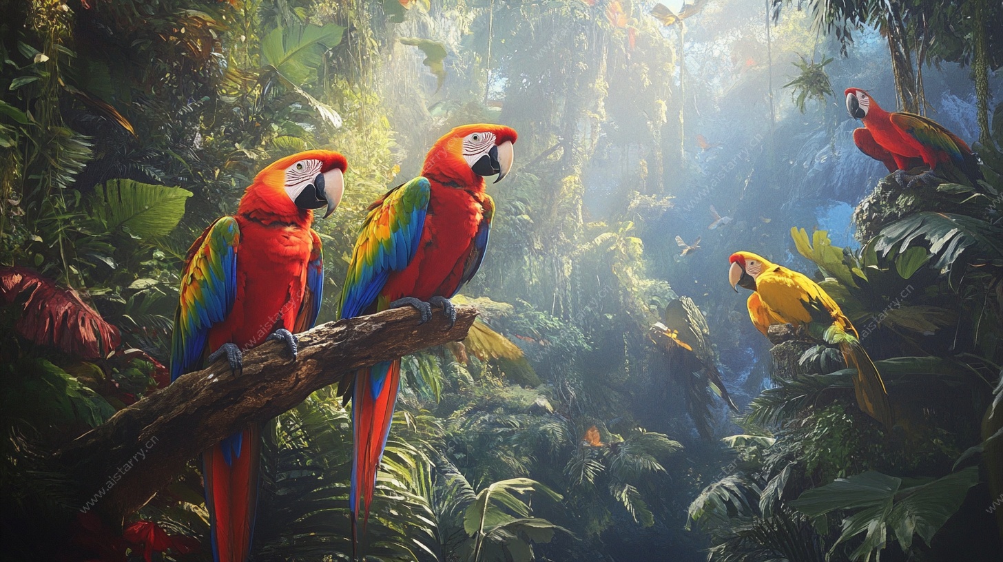 丛林中的多彩鹦鹉