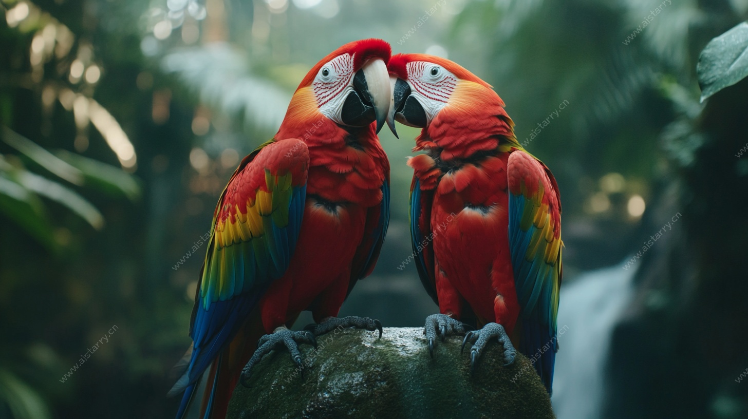 亲密的多彩鹦鹉