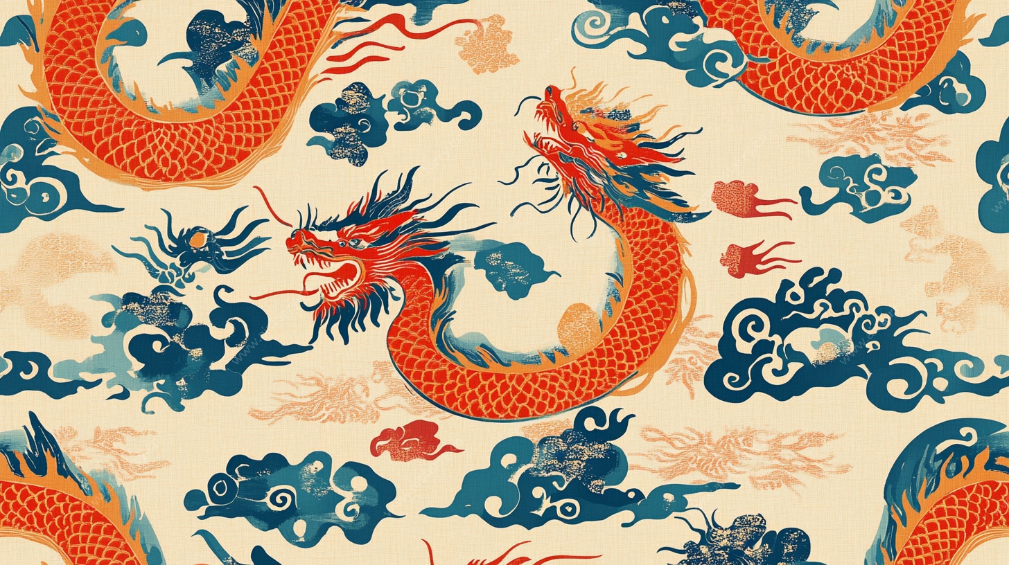 中式龙纹祥云图案设计