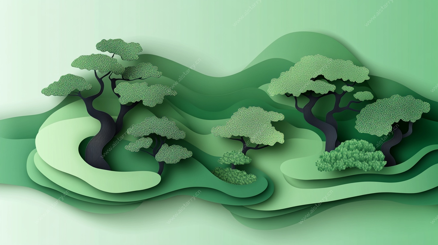 立体纸艺风山林景观