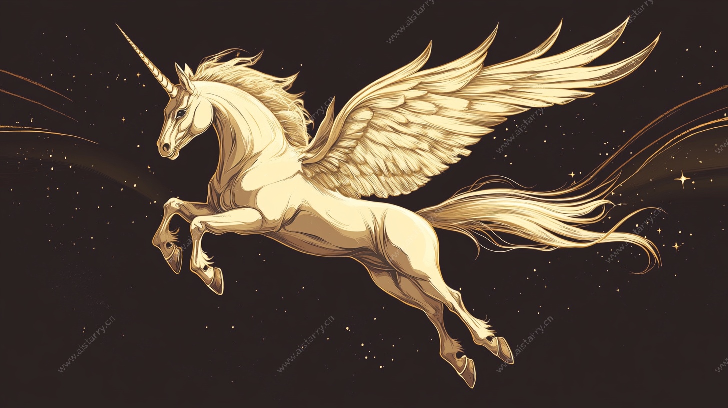 飞翔的金色独角兽